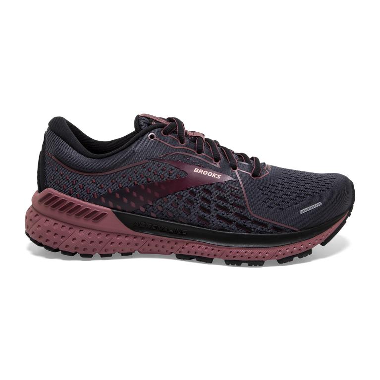 Brooks Adrenaline GTS 21 Road Running Shoes - Women's - Black/IndianRed/Blackened Pearl/Nocturne (65